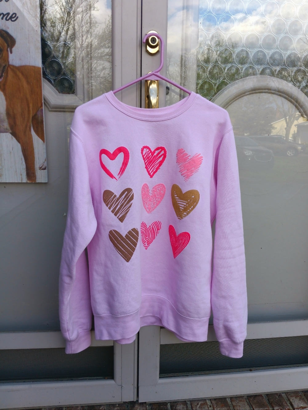 Pink Hearts Graphic Sweatshirt (Women's S)